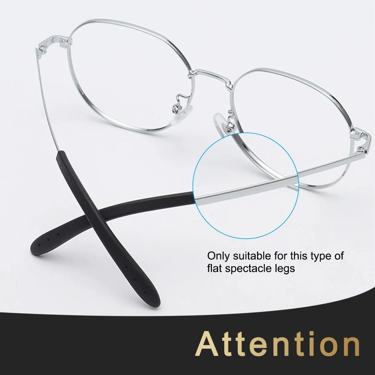 6 Pairs Glasses End Tips Eyeglass Anti Slip Ear Sock Pieces Tube Black