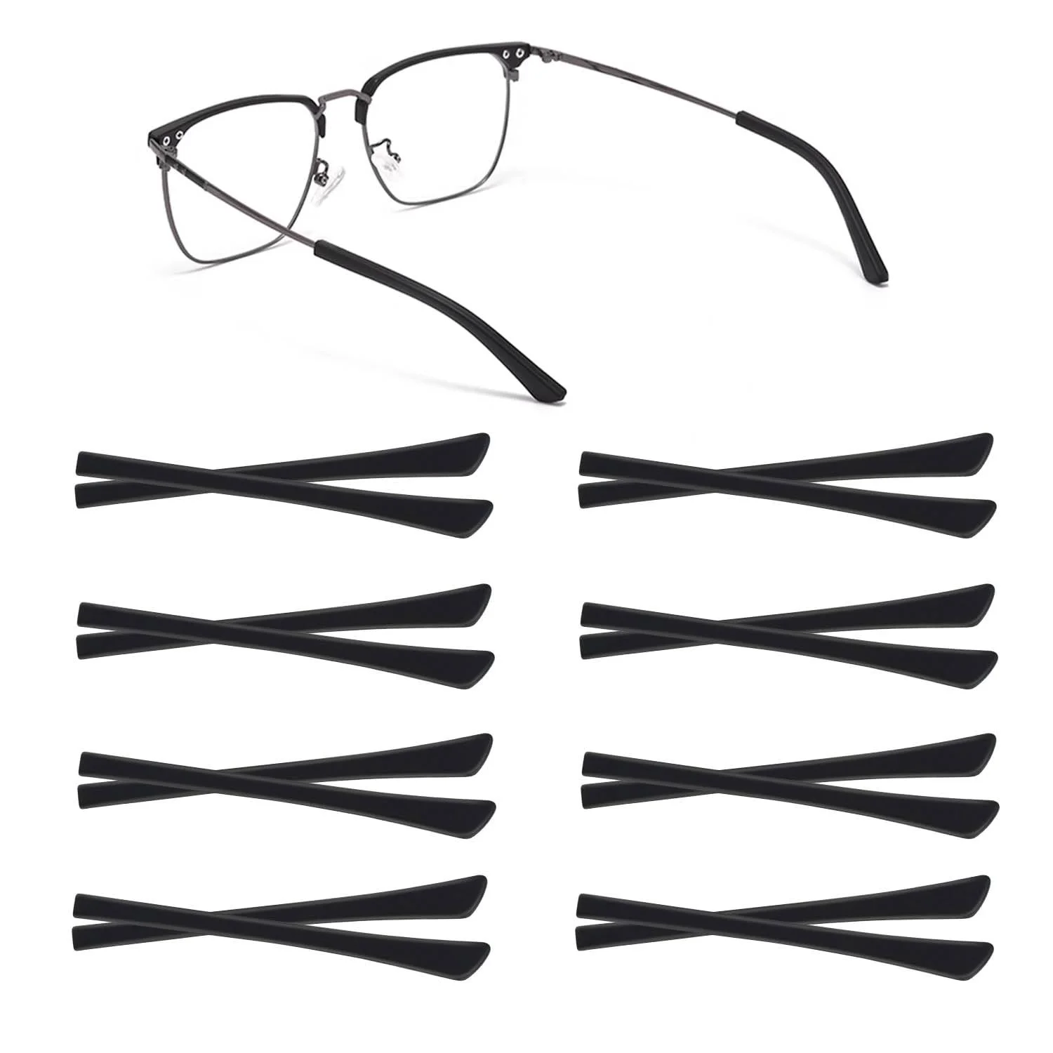 8 Pairs Eyeglass End Tips Ear Sock Pieces for Glasses Soft Silicone Eyeglasses