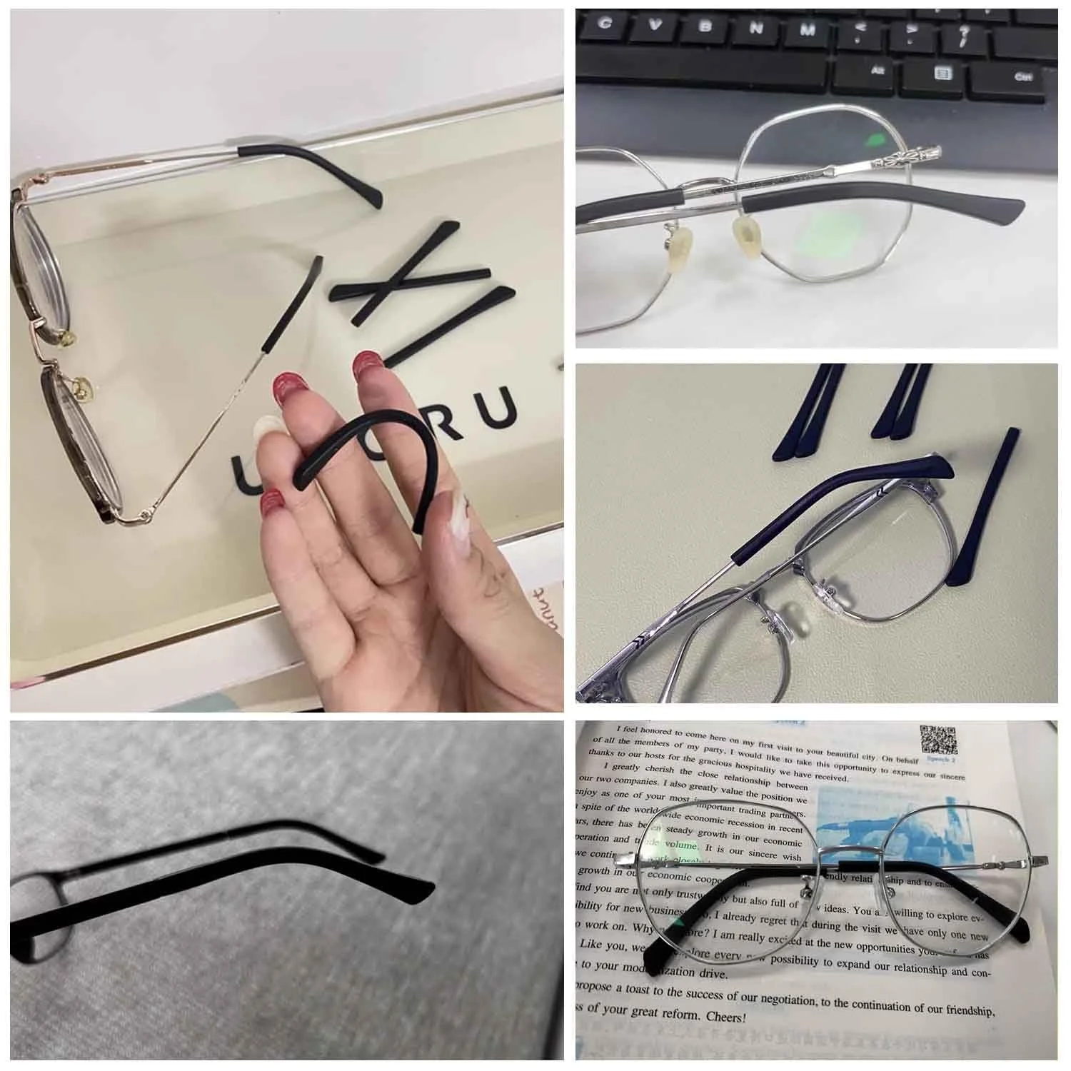 8 Pairs Eyeglass End Tips Ear Sock Pieces for Glasses Soft Silicone Eyeglasses 2